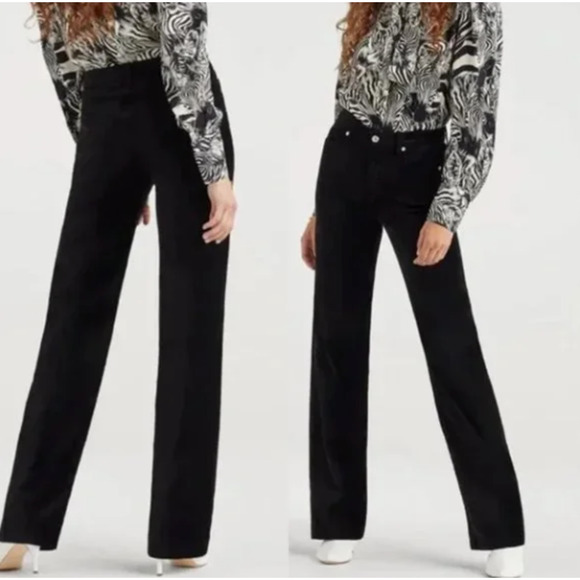 7 FOR ALL MANKIND x ANTHROPOLOGIE Alexa Trouser Jean Black Velvet Sz 29 NWT {L1} - Picture 2 of 5
